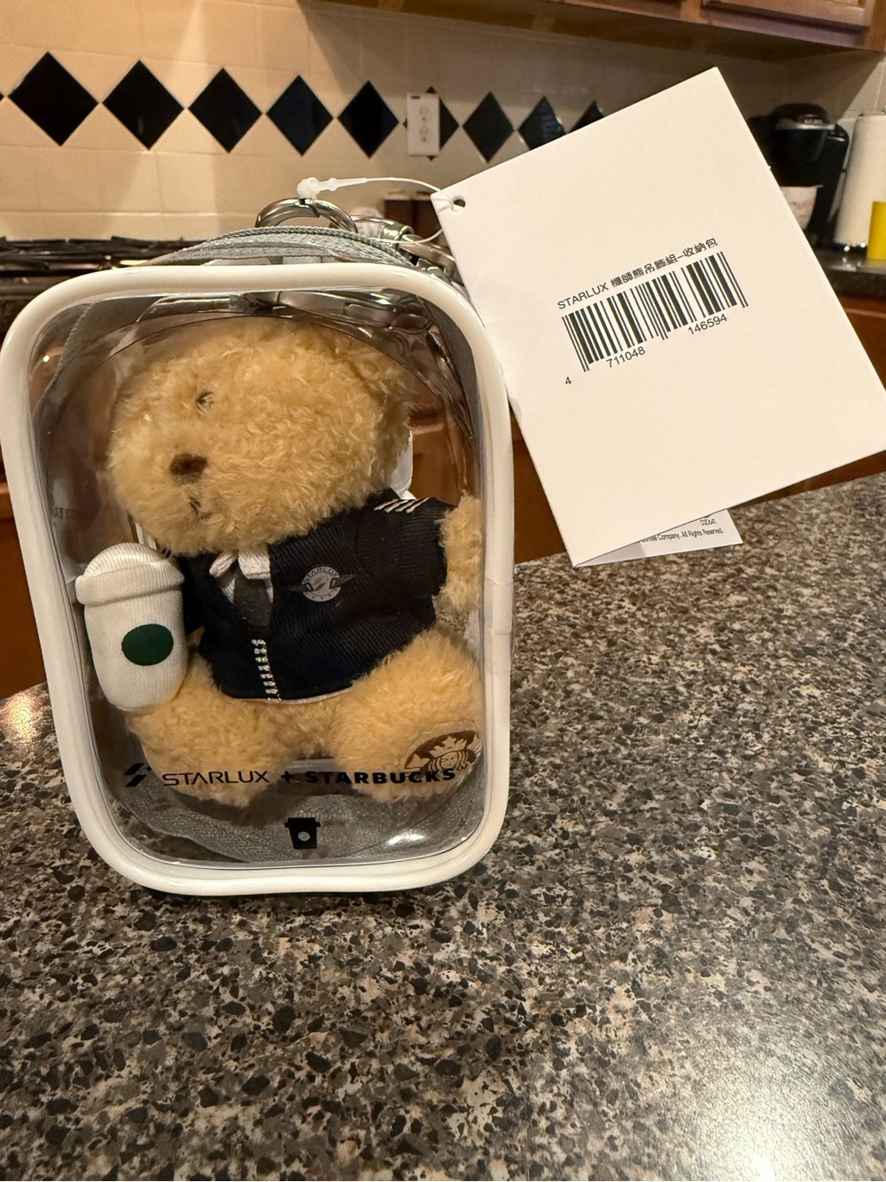 Starbucks  + Starlux  Taiwan Exclusive Avaition Captain Plush Bear Keychain - - Picture 2 of 5